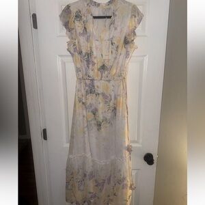 Joie Floral Maxi Dress with Ruffle Sleeves